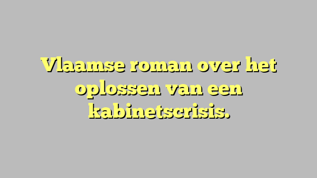 Vlaamse roman over het oplossen van een kabinetscrisis.