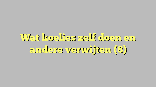 Wat koelies zelf doen en andere verwijten (8)