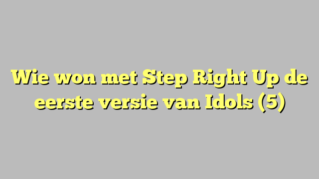 Wie won met Step Right Up de eerste versie van Idols (5)